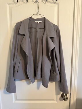 Cleo Grey Moto Jacket Asymmetrical Zip Size Large